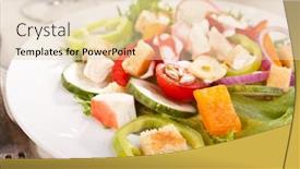  Presentation with crab - Presentation theme featuring healthy-salad-with-crab-meat background and a lemonade colored foreground