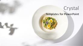  Presentation with white healthy food - PPT theme featuring healthy-salad-with-squid background and a sky blue colored foreground