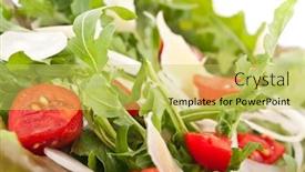  Presentation with lettuce - Presentation theme with healthy salad with tomatoes onions lettuce and cheese background and a yellow colored foreground