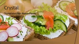  Presentation with white cheese - Colorful PPT theme enhanced with healthy-sandwich-wholewheat-bread-vegetables backdrop and a yellow colored foreground