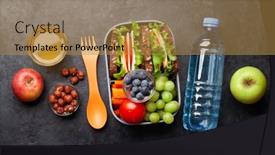  Presentation with healthy school lunch - Beautiful presentation theme featuring healthy-school-lunch-box backdrop and a gold colored foreground
