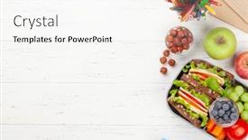 Presentation with healthy school lunch - PPT theme with healthy-school-lunch-box background and a white colored foreground