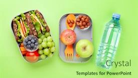  Presentation with healthy school lunch - Presentation theme having healthy-school-lunch-box background and a mint green colored foreground