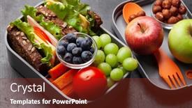  Presentation with healthy school lunch - Audience pleasing PPT theme consisting of healthy-school-lunch-box backdrop and a tawny brown colored foreground