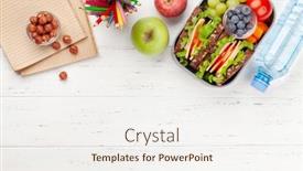  Presentation with healthy school lunch - Slides featuring healthy-school-lunch-box background and a sky blue colored foreground