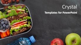 Presentation with healthy school lunch - PPT theme enhanced with healthy-school-lunch-box background and a dark gray colored foreground