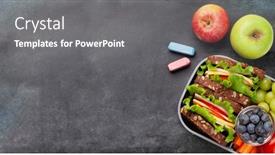  Presentation with healthy school lunch - PPT layouts consisting of healthy-school-lunch-box background and a gray colored foreground