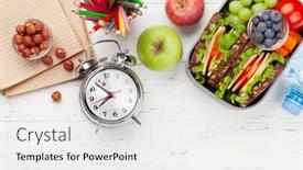  Presentation with healthy school lunch - PPT layouts having healthy-school-lunch-box background and a white colored foreground