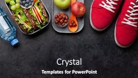  Presentation with healthy school lunch - Cool new PPT layouts with healthy-school-lunch-box backdrop and a dark gray colored foreground