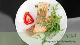  Presentation with salmon dish - PPT layouts enhanced with free casino - leisure games and lifestyle concept background and a gray colored foreground