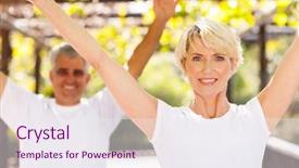  Presentation with healthy aging - Beautiful theme featuring healthy senior couple working backdrop and a sky blue colored foreground