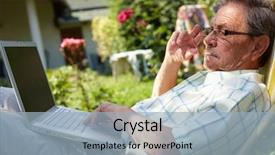  Presentation with 70s - Presentation theme with outdoor in garden at home background and a light blue colored foreground