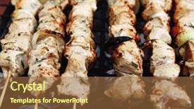  Presentation with charcoal - Cool new PPT layouts with healthy shish kebab - ready grill barbecue chicken turkish meat on skewers over charcoal brazier outdoor backdrop and a tawny brown colored foreground