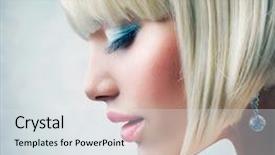  Presentation with haircut - Audience pleasing PPT layouts consisting of healthy short blond hair hairstyle backdrop and a sky blue colored foreground