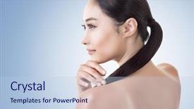  Presentation with nail salon beauty nails concept - Slide deck having healthy skin - asian beauty face concept background and a light blue colored foreground