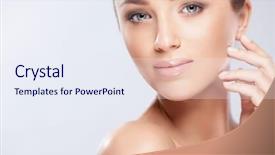  Presentation with audiotape audio studio - Theme consisting of healthy skin - attractive young girl in studio background and a  colored foreground