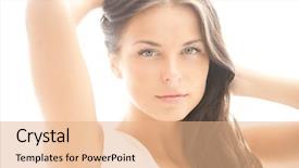  Presentation with beautiful skin - PPT theme enhanced with healthy skin - bright closeup portrait picture background and a coral colored foreground