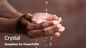 Presentation with pouring water - Amazing PPT theme having healthy skin - hands washing concept water pouring backdrop and a tawny brown colored foreground