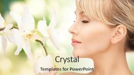  Presentation with flower beautiful lilac border - PPT layouts enhanced with healthy skin - picture of beautiful woman background and a  colored foreground