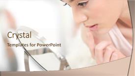  Presentation with mirror - Slide set enhanced with healthy skin - young woman looking in mirror background and a cream colored foreground