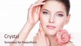 Presentation with beautiful skin - Amazing PPT theme having healthy skin and pink rose backdrop and a lemonade colored foreground