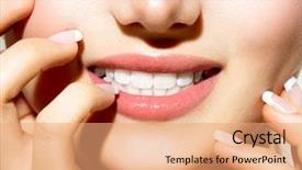  Presentation with teeth whitening - PPT layouts consisting of healthy skin manicured nails background and a coral colored foreground