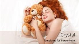  Presentation with hormone - Cool new PPT theme with healthy-sleep-a-woman backdrop and a coral colored foreground