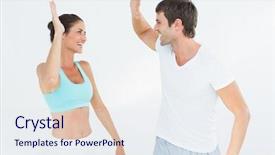  Presentation with catholic couple silhouette of young - PPT theme enhanced with healthy slim - cheerful fit young couple giving background and a sky blue colored foreground