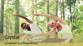  Presentation with fitness - PPT theme consisting of healthy slim - fitness sport yoga and people background and a yellow colored foreground