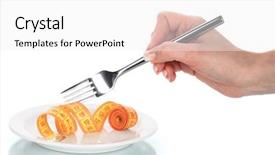  Presentation with white plate - Beautiful slide set featuring healthy slim - fork and measuring tape backdrop and a white colored foreground