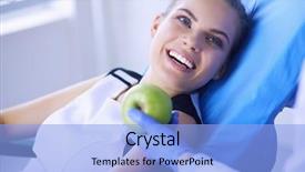  Presentation with healthy green food habit - Theme enhanced with healthy smiling woman with green background and a light blue colored foreground