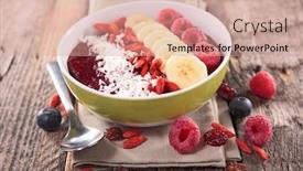  Presentation with smoothie - Presentation design consisting of healthy smoothie bowl background and a coral colored foreground