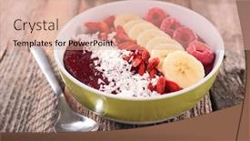  Presentation with smoothie - Beautiful PPT theme featuring healthy smoothie bowl backdrop and a coral colored foreground