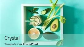  Presentation with healthy green food habit - Theme having healthy smoothie from green vegetables background and a arctic colored foreground