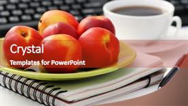  Presentation with healthy snack - Cool new slides with healthy snack in the office backdrop and a crimson colored foreground
