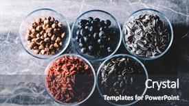  Presentation with superfoods - Cool new PPT theme with fruit vege - five bowls of colorful healthy backdrop and a dark gray colored foreground