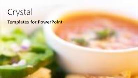  Presentation with healthy soup - Slide deck featuring healthy soup and salad tomato soup and greek salad background and a white colored foreground