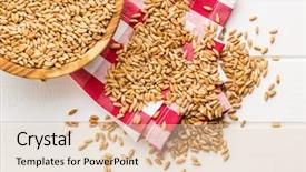  Presentation with grains - Presentation theme consisting of healthy spelt grains on checkered background and a lemonade colored foreground