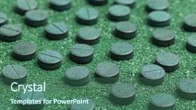  Presentation with spirulina - Slide set featuring healthy spirulina powder and tablets background and a ocean colored foreground