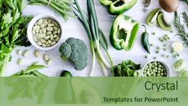 Presentation with celery - Colorful slide deck enhanced with healthy spread of green vegetables backdrop and a seafoam green colored foreground