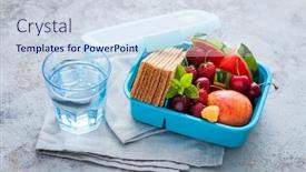  Presentation with healthy drink - Colorful slides enhanced with healthy-summer-lunch-box-food backdrop and a sky blue colored foreground