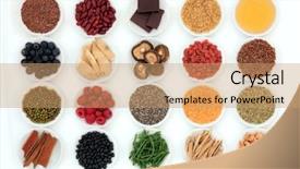  Presentation with white healthy food - Audience pleasing PPT theme consisting of healthy super food selection backdrop and a coral colored foreground