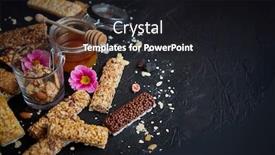  Presentation with energy bars - Colorful presentation theme enhanced with healthy-superfood-composition-various-kinds backdrop and a dark gray colored foreground