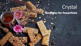  Presentation with energy bars - Slides enhanced with healthy-superfood-composition-various-kinds background and a tawny brown colored foreground