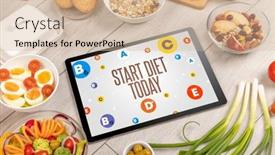  Presentation with clean water healthy concept - PPT theme featuring healthy-tablet-pc-compostion-concept background and a soft green colored foreground