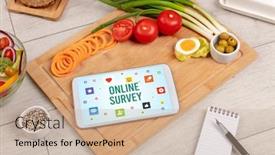  Presentation with online survey - Slides consisting of healthy-tablet-pc-compostion background and a coral colored foreground