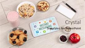  Presentation with instant messaging - Beautiful presentation design featuring healthy-tablet-pc-compostion backdrop and a lemonade colored foreground