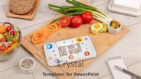  Presentation with weight - Cool new presentation design with healthy-tablet-pc-compostion backdrop and a soft green colored foreground