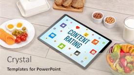  Presentation with healthy - Amazing PPT theme having healthy-tablet-pc-compostion backdrop and a lemonade colored foreground