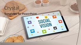  Presentation with social - Presentation design having healthy-tablet-pc-compostion background and a coral colored foreground